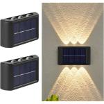 TIMBUTUS 2pcs Solar Outdoor Lights 6LED Beads Up And Down Light Solar Powered Waterproof Wall Light